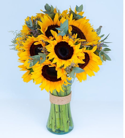 FLORERO CON  10 GIRASOLES